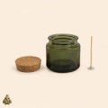 Set borcan din sticla verde 100 ml cu capac din pluta si fitil pentru lumanare