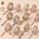 Banda washi decorativa 15 mm Flower Gallery - modele vintage