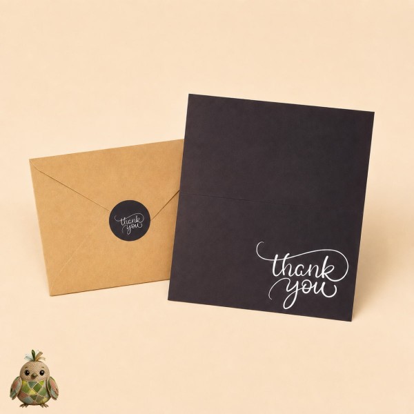 Felicitare de multumire Thank You cu plic kraft si sticker