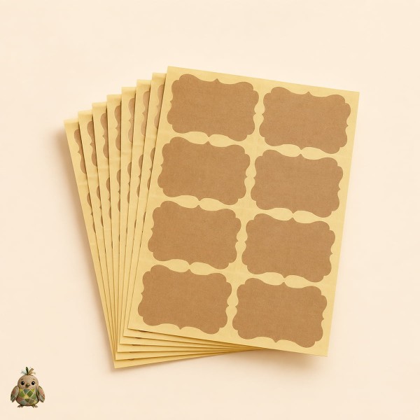 Etichete kraft autoadezive neimprimate, model vintage – 5.6 x 3.1 cm