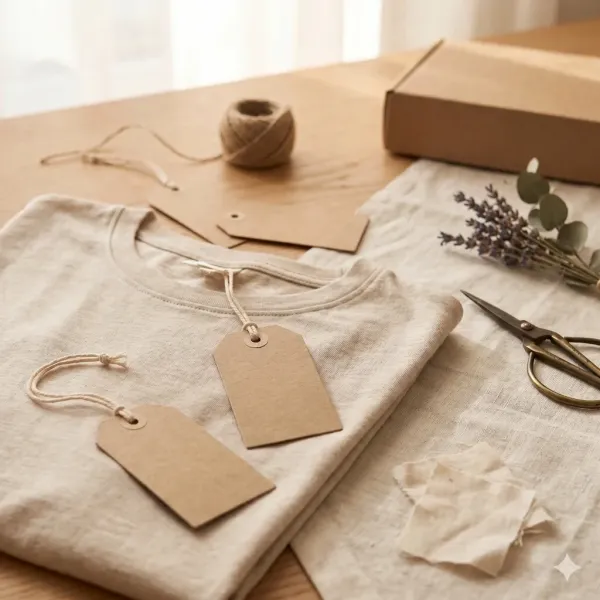 Etichete swing tag kraft cu siret - textile si imbracaminte