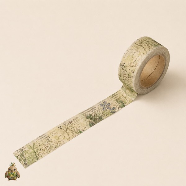 Banda washi decorativa 15 mm Botany Imprint - modele botanice Banda washi decorativa 15 mm Botany Imprint - modele botanice