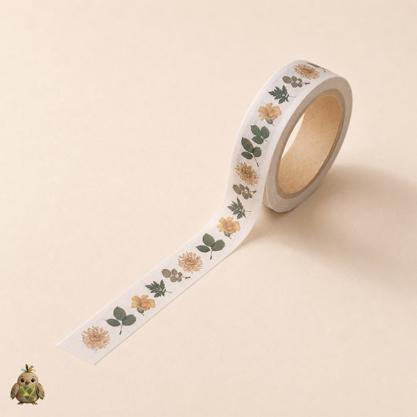 Banda washi decorativa 15 mm Botany Imprint - modele botanice Banda washi decorativa 15 mm Botany Imprint - modele botanice