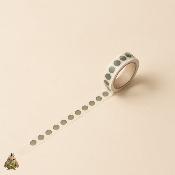Banda washi decorativa 10 mm Botany Imprint - Verde Botanic si Buline Verzi Banda washi decorativa 10 mm Botany Imprint - Verde Botanic si Buline Verzi