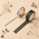 Banda washi decorativa 10 mm Botany Imprint - Verde Botanic si Buline Verzi