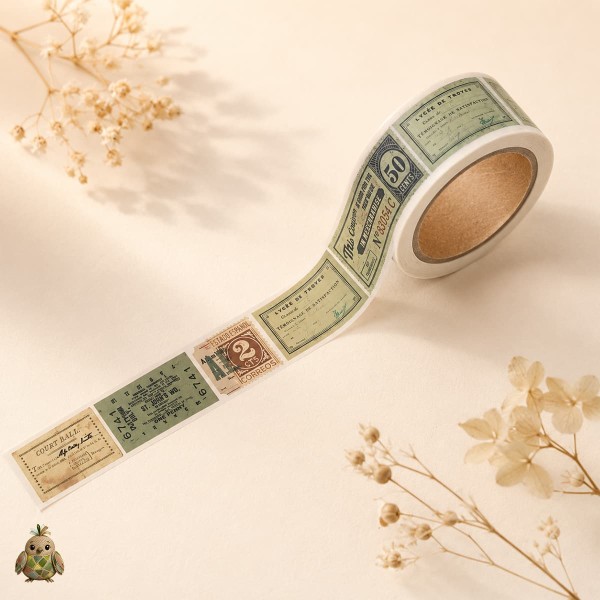 Banda washi decorativa 20 mm Botany Imprint - Tichete Vintage Banda washi decorativa 20 mm Botany Imprint - Tichete Vintage