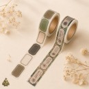 Banda washi decorativa 25 mm Botany Imprint - etichete si rame botanice