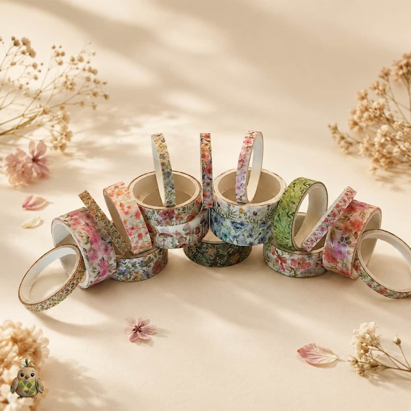 Set banda washi decorativa Four Seasons in the Field - Spring, 18 role Set banda washi decorativa Four Seasons in the Field - Spring, 18 role