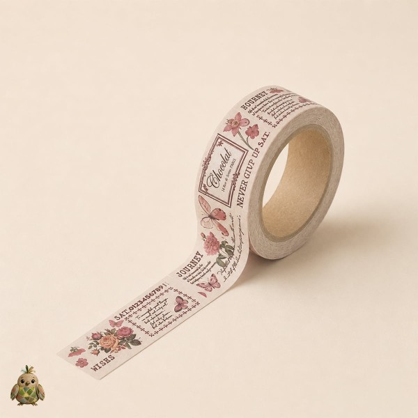 Banda washi decorativa 25 mm Flower Gallery - etichete si colaj floral