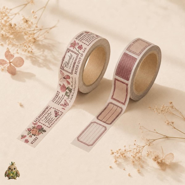 Banda washi decorativa 25 mm Flower Gallery - etichete si colaj floral