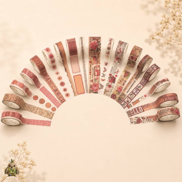 Set banda washi decorativa "Flower Gallery" – 18 role colectie botanica retro Set banda washi decorativa "Flower Gallery" – 18 role colectie botanica retro