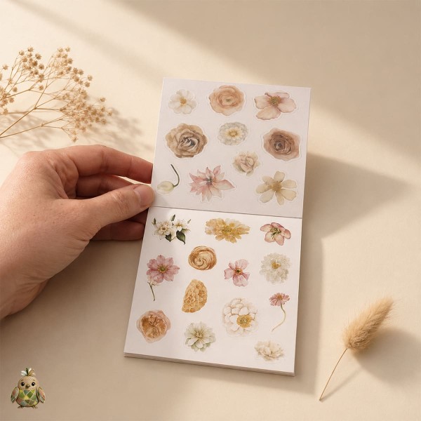 Carte cu stickere Blossom Season Autumn Colors and Flowers – flori de toamna, PET si washi, aprox. 120 bucati Carte cu stickere Blossom Season Autumn Colors and Flowers – flori de toamna, PET si washi, aprox. 120 bucati