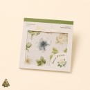 Carte cu stickere Blossom Season Green Vine Floral Language – flori verzi, PET si washi, aprox. 120 bucati