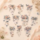 Set stickere PET Butterfly Listening to the Wind – fluturi si flori acuarela, 10 bucati