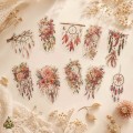 Set stickere PET Catching Dreams – flori roz si accente dreamcatcher, 10 bucati Set stickere PET Catching Dreams – flori roz si accente dreamcatcher, 10 bucati