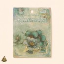 Set stickere PET Gold-Plated Flower Dawn Green Flower – flori verzi cu detalii aurii, 20 bucati