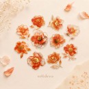 Set stickere PET Gold-Plated Flower Dawn Orange Core Gardenia – 10 modele, flori portocalii cu detalii aurii