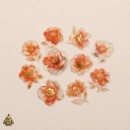 Set stickere PET Gold-Plated Flower Dawn Orange Core Gardenia – 10 modele, flori portocalii cu detalii aurii