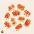 Set stickere PET Gold-Plated Flower Dawn Orange Core Gardenia – flori portocalii cu detalii aurii, 20 bucati