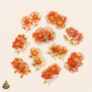Set stickere PET Gold-Plated Flower Dawn Orange Core Gardenia – flori portocalii cu detalii aurii, 20 bucati