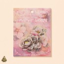 Set stickere PET Gold-Plated Flower Dawn Pink Mist Dream – flori roz-gri cu detalii aurii, 20 bucati