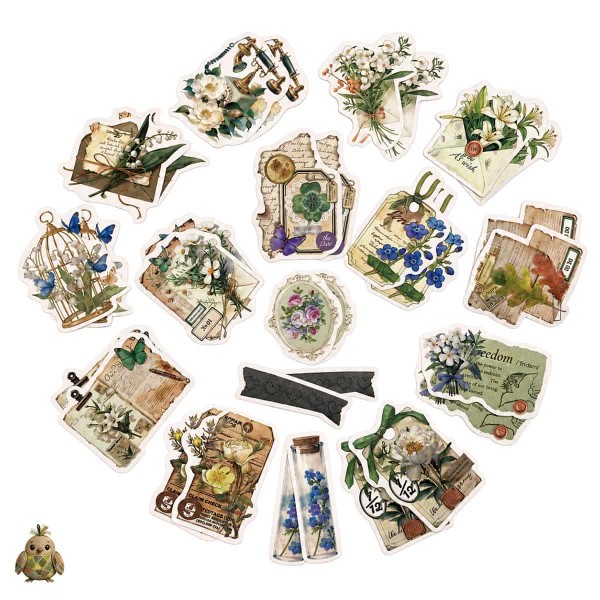 Stickere vintage pentru journaling "Freud's Garden", Spring's Appointment – 32 autocolante washi botanice decupate Stickere vintage pentru journaling "Freud's Garden", Spring's Appointment – 32 autocolante washi botanice decupate