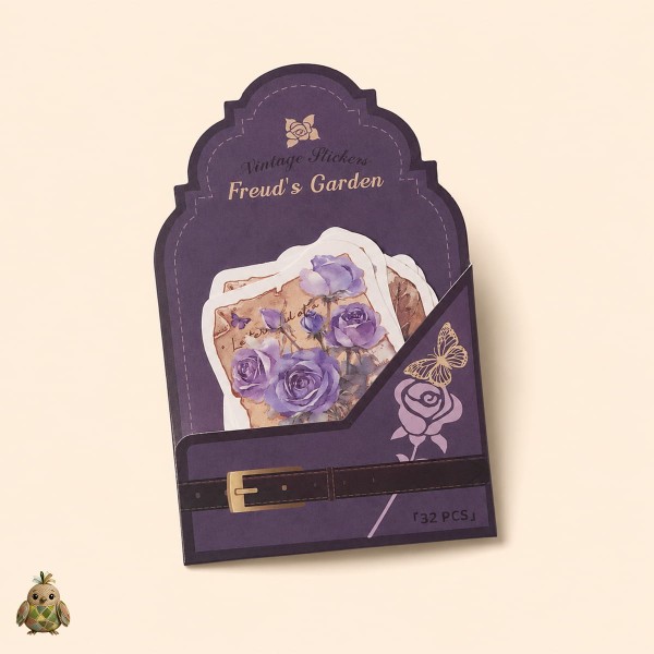 Stickere vintage pentru journaling "Freud's Garden", Whisper of the night – 32 autocolante washi botanice decupate