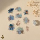 Set stickere PET Starry Flower Charm Sea Rhyme Paeoniae – flori albastre cu detalii rose-gold, 10 bucati