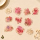 Set stickere PET Starry Flower Charm Sweet Starlight – flori roz cu detalii aurii, 10 bucati