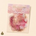 Set stickere PET Starry Flower Charm Sweet Starlight – flori roz cu detalii aurii, 10 bucati Set stickere PET Starry Flower Charm Sweet Starlight – flori roz cu detalii aurii, 10 bucati
