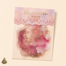 Set stickere PET Starry Flower Charm Sweet Starlight – flori roz cu detalii aurii, 10 bucati