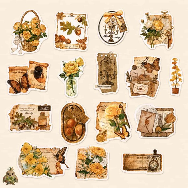 Stickere bullet journal vintage "Freud's Garden" – 16 autocolante botanice decupate Stickere bullet journal vintage "Freud's Garden" – 16 autocolante botanice decupate