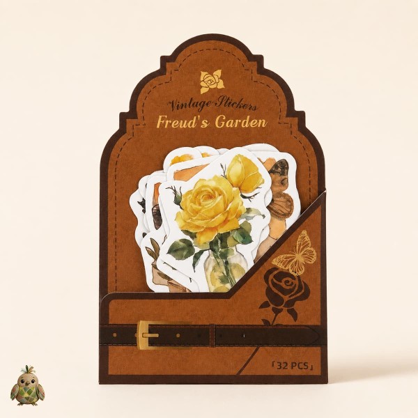 Stickere bullet journal vintage "Freud's Garden" – 32 autocolante botanice decupate