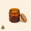 Borcan din sticla ambra tip apotecar, 100 ml, cu capac din pluta