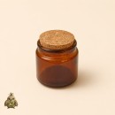 Borcan din sticla ambra tip apotecar, 100 ml, cu capac din pluta