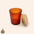 Borcan din sticla ambra mata, 220 ml, cu capac din bambus