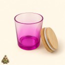 Borcan din sticla mov degrade, 220 ml, cu capac din bambus