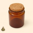 Borcan din sticla ambra tip apotecar, 200 ml, cu capac din pluta