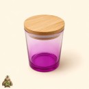 Borcan din sticla mov degrade, 220 ml, cu capac din bambus