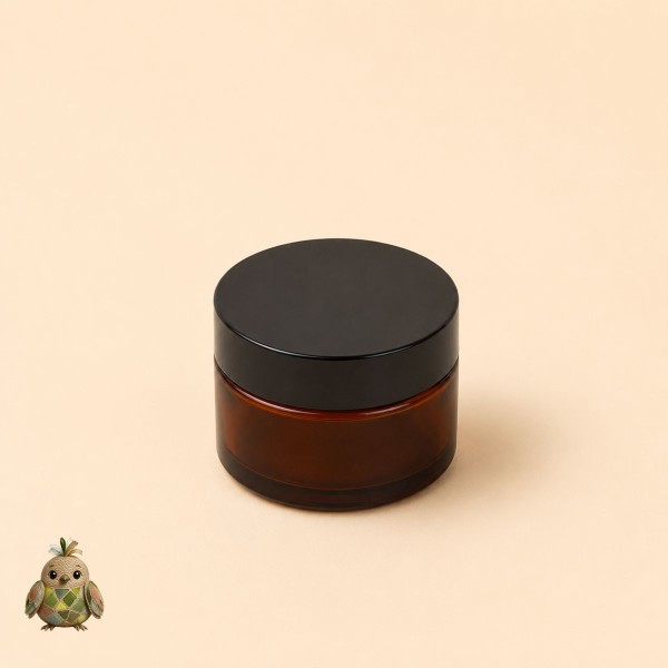 Borcan din sticla ambra 30 ml cu capac negru si disc de protectie