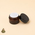 Borcan din sticla ambra 30 ml cu capac negru si disc de protectie