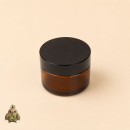 Borcan din sticla ambra 50 ml cu capac negru si disc de protectie