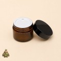 Borcan din sticla ambra 50 ml cu capac negru si disc de protectie