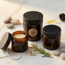 Borcane sticla ambra - capac negru mat