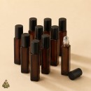 Set 10 sticle roll-on ambra patrate, 10 ml, cu bila metalica si capac negru