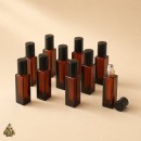 Set 10 sticle roll-on ambra patrate, 5 ml, cu bila metalica si capac negru