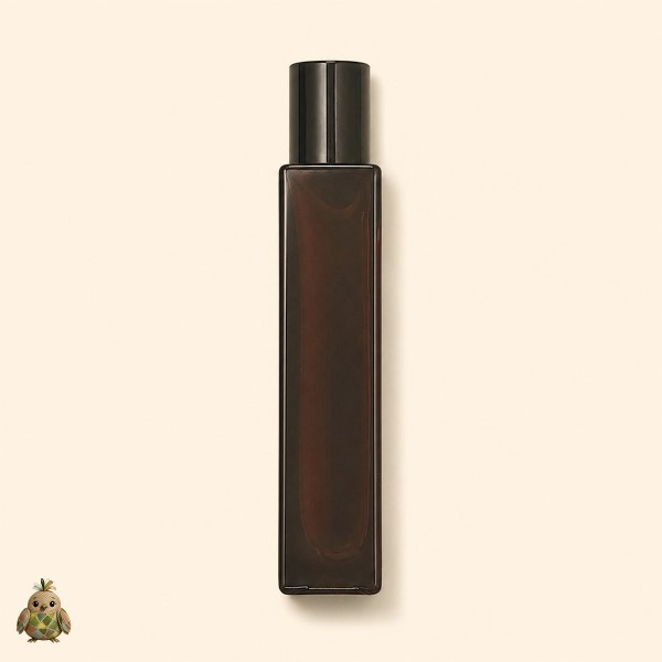 Sticla roll-on ambra patrata 10 ml cu bila metalica si capac negru