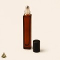 Sticla roll-on ambra patrata 10 ml cu bila metalica si capac negru