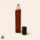 Sticla roll-on ambra patrata 10 ml cu bila metalica si capac negru