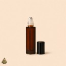 Sticla roll-on ambra patrata 5 ml cu bila metalica si capac negru